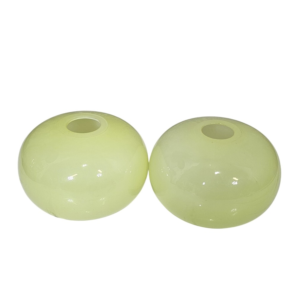 Pair of Ikea Barbro Wesslander Pia Amsell Round Greenish Yellow Vase‎ Hand Blown